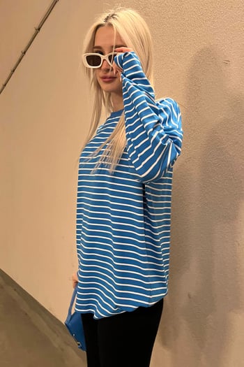 Mavi Çizgili  Sweatshirt MG980