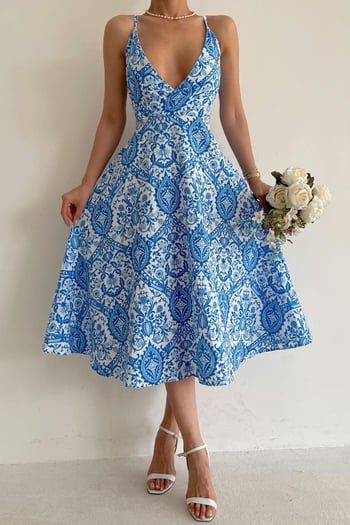 Blue Designed Sheath Dress MG1537