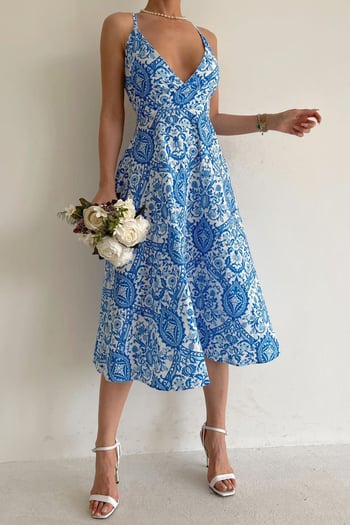 Blue Designed Sheath Dress MG1537
