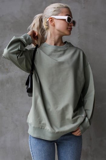 Mint Yeşili Basic Oversize Kadın Sweatshirt MG1686