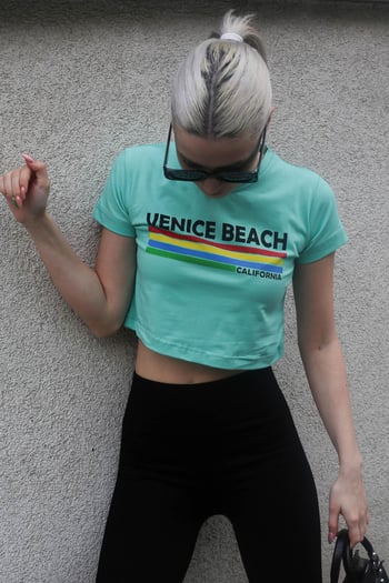 Mint Green Printed Crop T-Shirt MG1535