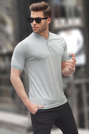 Mint Yeşili Hakim Yaka Erkek Polo Tişört 6107