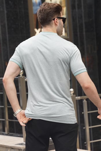 Mint Yeşili Hakim Yaka Erkek Polo Tişört 6107