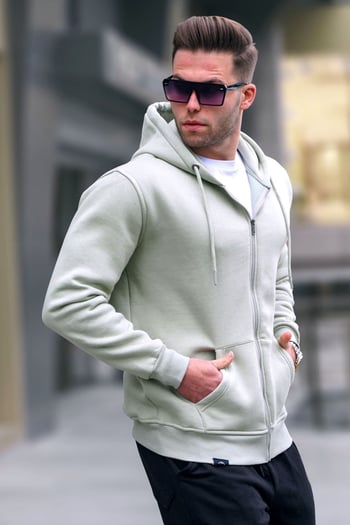 Mint Green Regular Fit Hoodie Sweatshirt 6033