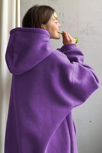 Purple Raised Oversize Hoodie Sweatshirt MG1566