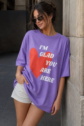 Mad Girls Lila Baskılı Tişört Mg1202