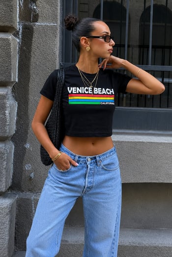 Black Printed Crop T-Shirt MG1535