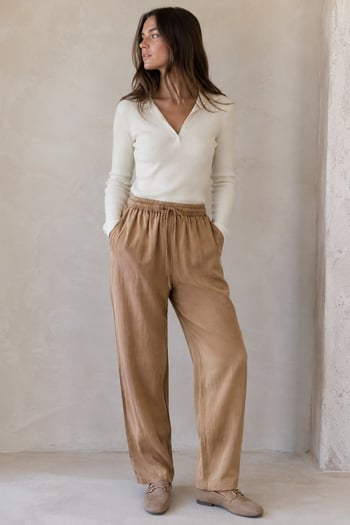 Camel Ayarlanabilir Bel Rahat Kesim Pantolon MG2161