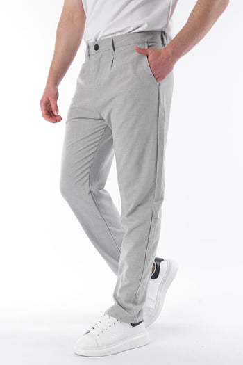 Gri Regular Fit Düz Kesim Yan Cepli Erkek Pantolon 6540