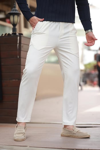 Beyaz Relaxed Erkek Pantolon 6510