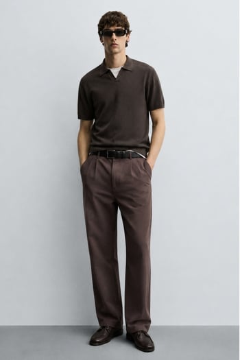 Acı Kahverengi Pilili Relaxed Fit Pantolon E6588
