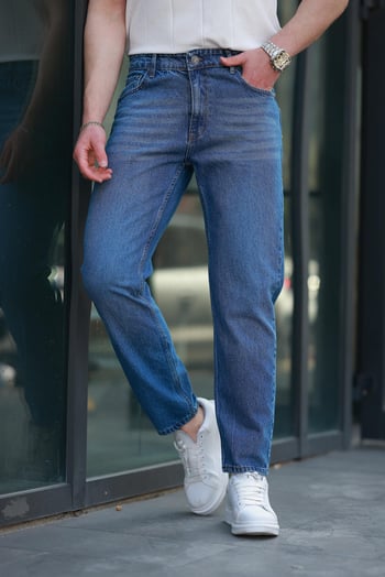 Lacivert Erkek Jean Pantolon E7419