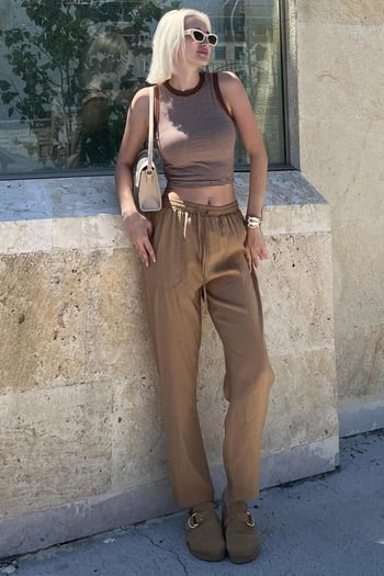 Camel Ayarlanabilir Bel Rahat Kesim Pantolon MG2161