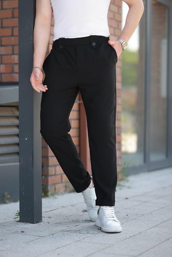 Siyah Regular Fit Erkek Pantolon E6574
