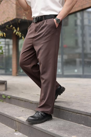 Acı Kahverengi Pilili Relaxed Fit Pantolon E6588