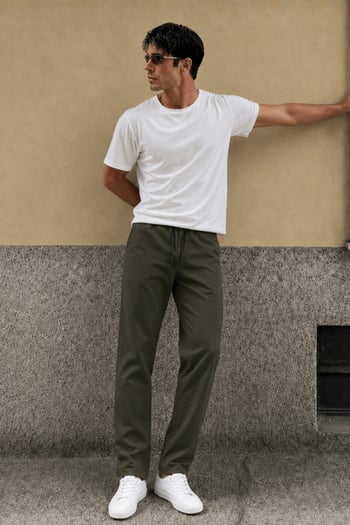 Khaki Basic Jogger Trousers 5486