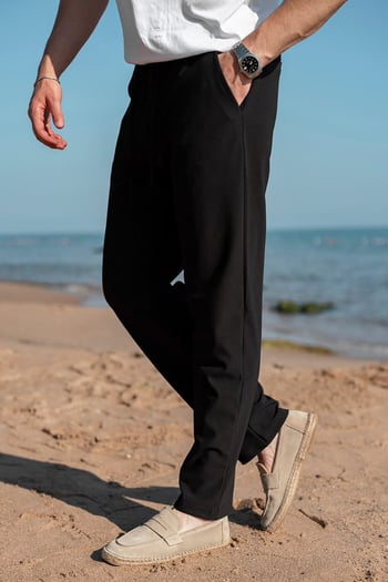 Siyah Beli Lastikli Relaxed Fit Jakarlı Erkek Pantolon E6593