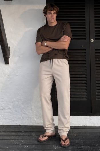 Bej Düz Paça Erkek Pantolon 6535