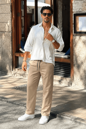 Beige Basic Jogger Trousers 5486