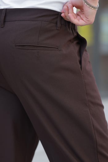 Acı Kahverengi Rahat Kesim Erkek Kumaş Pantolon E6577