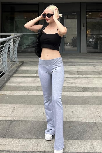 Grimelanj Beli Fitilli Yüksek Bel İspanyol Paça Tayt MG2096