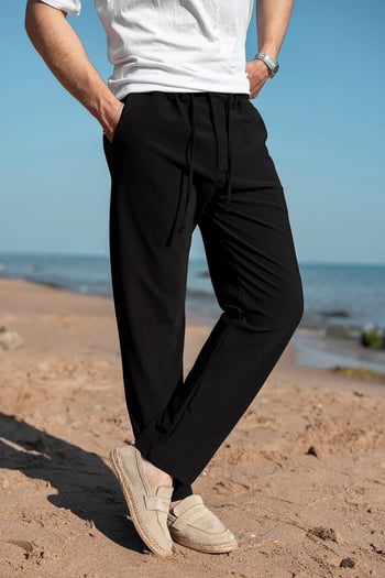 Siyah Beli Lastikli Relaxed Fit Jakarlı Erkek Pantolon E6593