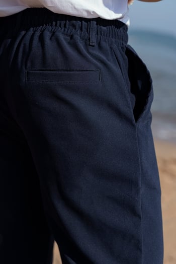 Lacivert Beli Lastikli Relaxed Fit Jakarlı Erkek Pantolon E6593