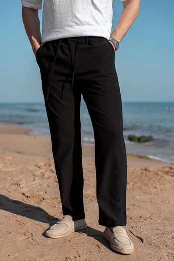 Siyah Beli Lastikli Relaxed Fit Jakarlı Erkek Pantolon E6593