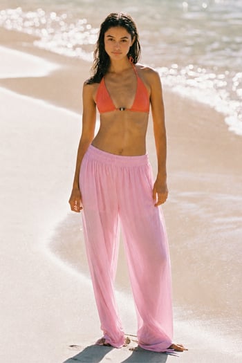 Pembe Transparan Yüksek Bel Pantolon MG2871