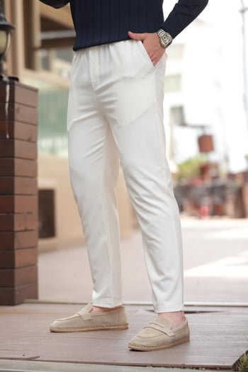 Beyaz Relaxed Erkek Pantolon 6510