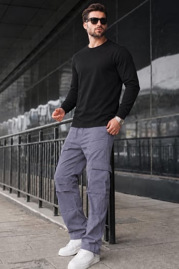 Füme Geniş Paça Kargo Cep Erkek Pantolon 6826