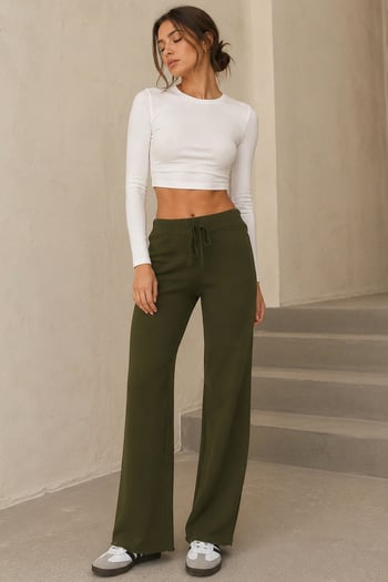 Haki Beli Ayarlanabilir Geniş Paça Pantolon MG2089