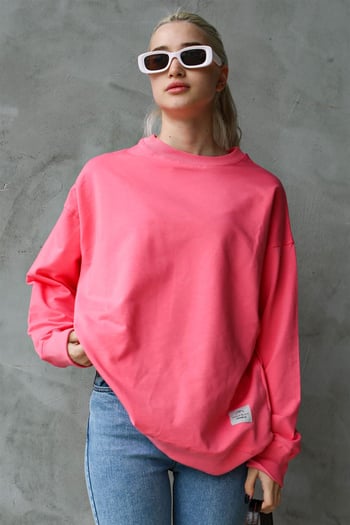 Pembe Basic Oversize Kadın Sweatshirt MG1686