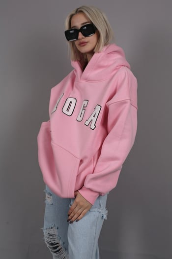 Pink Embroided Oversize Hoodie Sweatshirt MG1580