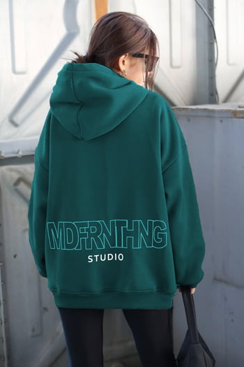 Petrol Mavi Baskılı Oversize Sweatshirt MG1287
