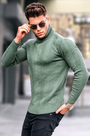 Petrol Green Designed Knitted Sweater 5769