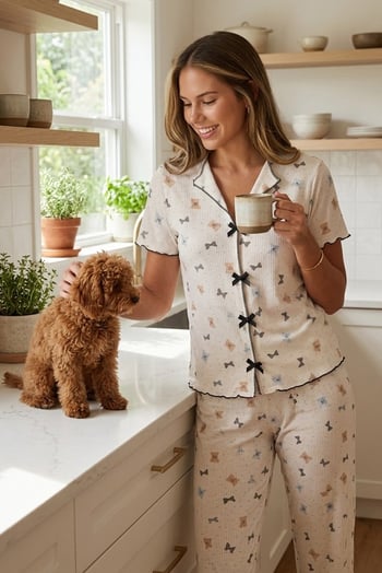 Beyaz Fiyonk Detaylı Kadın Pijama Takımı MG2832