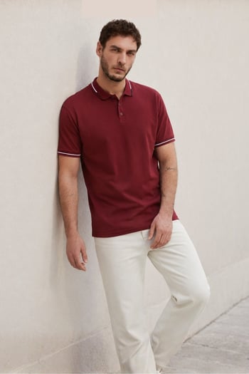 Bordo Polo Yaka Erkek Tişört 6113