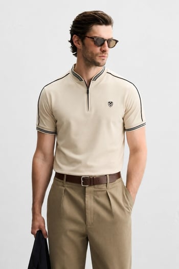 Madmext Bej Polo Yaka Erkek Tişört 9281