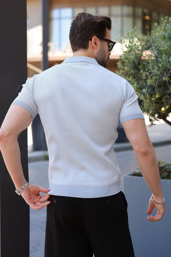 Bebe Mavisi Polo Yaka Regular Fit Erkek Triko Tişört E7496