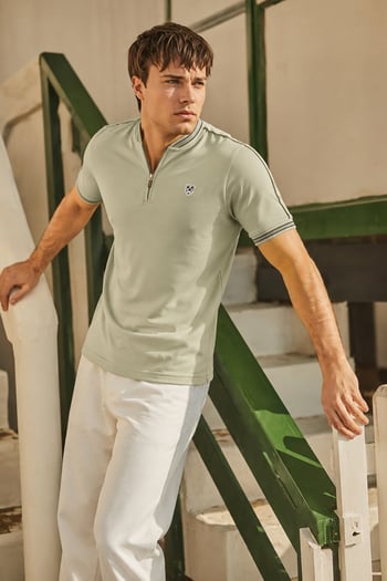 Madmext Çağla Yeşili Polo Yaka Erkek Tişört 9281