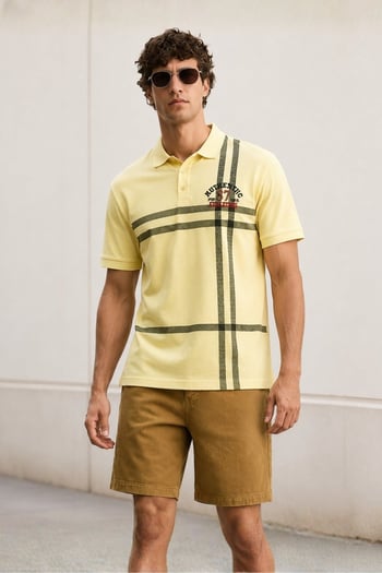 Sarı Desenli Polo Yaka Erkek Tişört 5872