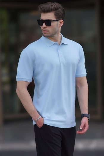 Mavi Overfit Kısa Kollu Polo Yaka Erkek Tişört 7029