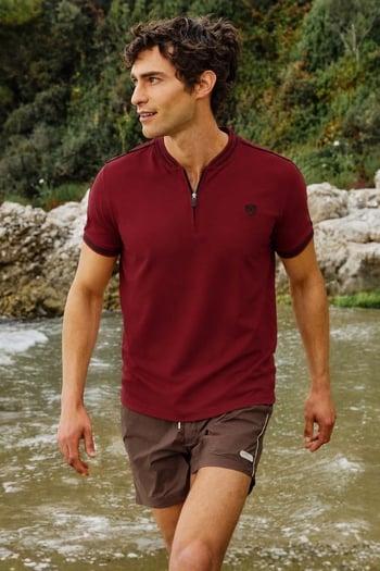 Madmext Bordo Polo Yaka Erkek Tişört 9281