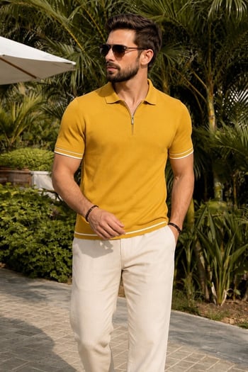 Madmext Hardal Polo Yaka Erkek Tişört 5090