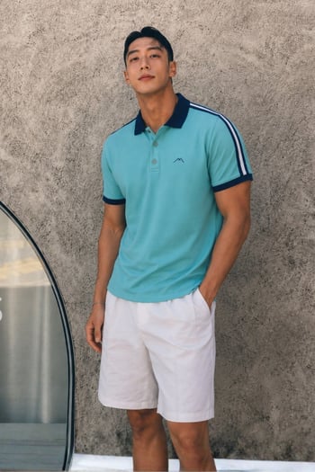 Mint Yeşili Kol Şeritli Polo Yaka Tişört 5888