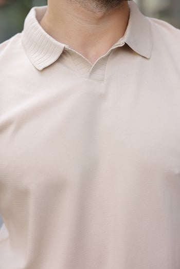 Taş Rengi Regular Fit Polo Yaka Triko Erkek Tişört E7502