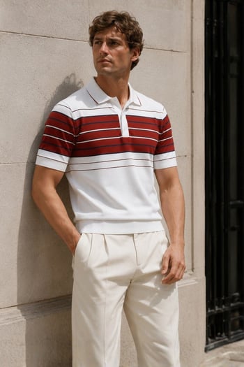 Men White Polo T-Shirt 5733