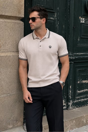 Boyalı Gri Basic Regular Fit Erkek Polo Yaka Tişört 6100