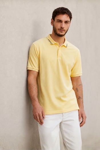 Sarı Polo Yaka Erkek Tişört 6113